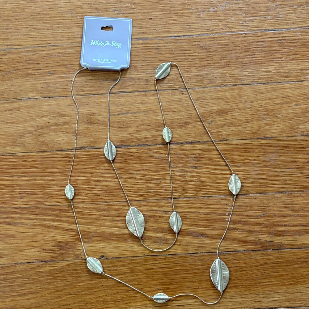 White Stag Gold Leaf Necklace